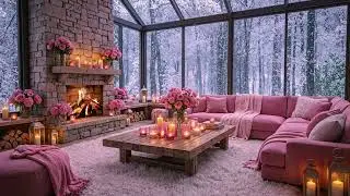 ❄️Tranquil Winter Lounge Piano | Cozy Fireplace Ambience & Snowy Night for Deep Sleep, Focus & Study