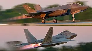 F-22 Raptor & F-35 Lightning II TWILIGHT Demos! EAA AirVenture Oshkosh 2025