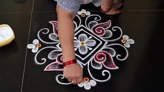 Daily use rangoli design//simple side border rangoli design 