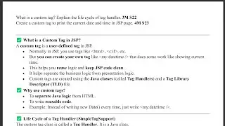 4.7 - Custom Tag in JSP, Life Cycle of a Tag Handler & Code, JSP vs Servlet - AJP