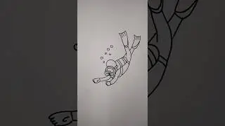 how to draw a scuba diver || easy, beginners art tricks #art #drawing #shorts #viral