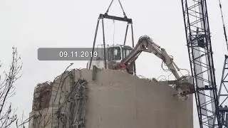 Wyburzanie kominów Elektrociepłowni Bielsko-Biała Timelapse 4K
