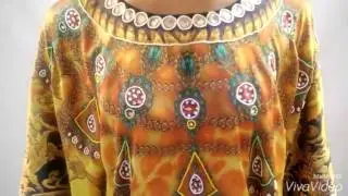 Silk look & feel digital print kaftan