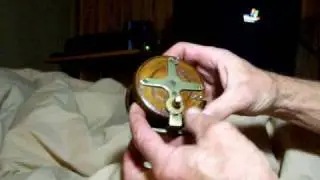 Antique ca. 1900 Starback wood and brass fly fishing reel for sale on ebay ends 11-06-09