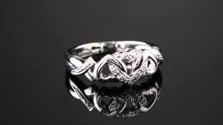 Diamond Accent Interlocking Hearts Promise Ring In Platinum Over Sterling Silver