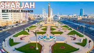 SHARJAH 4k 🇦🇪  |  Newly Renovated Mobile Roundabout Walking Tour | Estiqlal Square