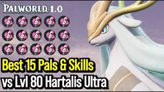 Level 80 Hartalis Ultra Raid - 15 Pals Both Phases - Palworld 1.0 Guide