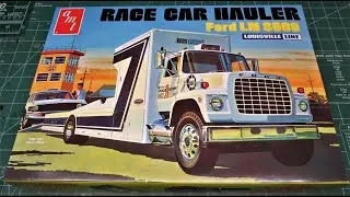 Ford LN 8000 Diesel Race Car Hauler 1/25 Scale Model Kit Review Unboxing AMT 1316 Round2Models