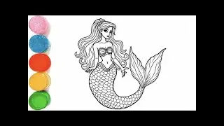 Cute Mermaid Drawing for kids, Painting & Coloring for kids, Toddlers | Let's Draw Together