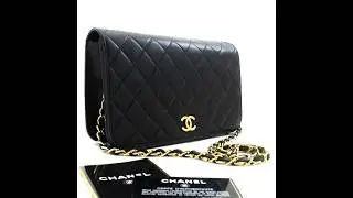 CHANEL Full Flap Chain Shoulder Bag Clutch Black Quilted Lambskin ab5