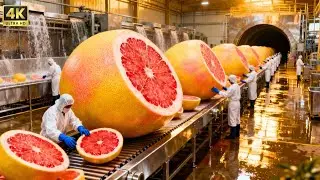 Inside a Modern Grapefruit Plant: Fresh Grapefruits to Pink Citrus Juice (Full Process)