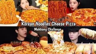 Korean Spicy Noodles Cheese Pizza 🔥 french fries Crispy Burger King Mukbang Challenge 