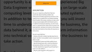 Big Data Engineer jobs at amazon | #bigdata #cse #dataengineering #datascience #aiengineering#yt