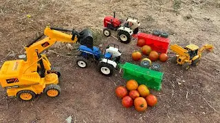 JCB loading tomato tractor trolley accident tractor trolley JCB return Loading tomato cartoon toy ￼