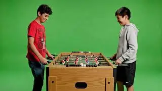 Kids Playing Foosball Green Screen | Free Chroma Key Stock Footage for Editors