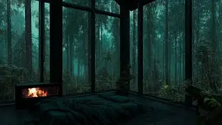 Winter Rain in the Deep Forest 🌧 (No Ads) | Dark Bedroom Sounds for Stress Relief and Deep Sleep