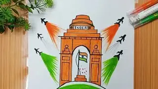 15 August 🇮🇳 Easy Drawing | Inpendence Day Drawing || India Gate Drawing ll Flag Drawing | Drawing