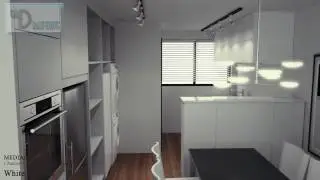 3D Interior Walkthrough Animation: White Kitchen