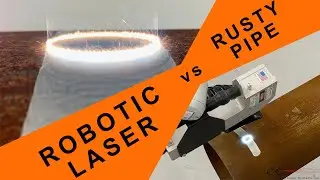 Robotic Laser vs Rusty Pipe.  Industrial laser cleaning video of corroded pipe. Perfect restoration!