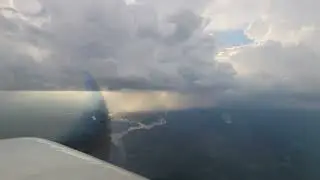 Flying around rain showers