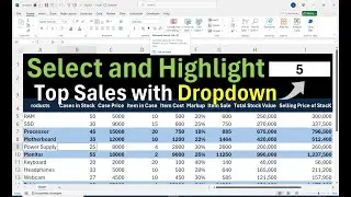 Excel Conditional Formatting: Dropdown List Se Top 3 Ya Top 4 Values Highlight Karn