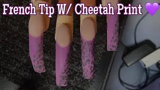 Purple French Tip Extendo Nails w/ Cheetah Print