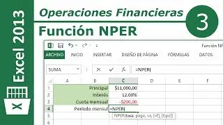 Función NPER | Excel 2013 Operaciones Financieras #3/12