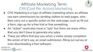 Affiliate Marketing Term - CPA Marketing (Cost Per Action)