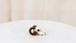 Ebros Cultic Ammon Tribal Tooled Tattoo Scrimshaw Miniature Jointed Ram Skull Figurine
