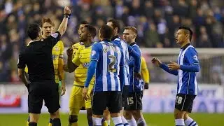 RED CARD | Wigan's Callum McManaman dismissed for this challenge on Claude Dielna