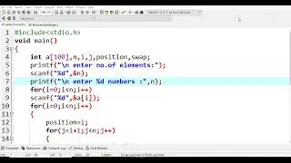 41.C program to perform selection sort descending order | C Programming Language lab | PPS Lab