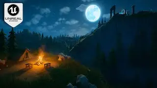 Unreal Engine 5 Stylized Night Environment VFX Lighting, Foliage & Landscape Design