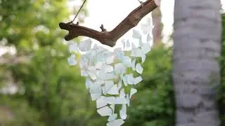 Awesomestones Handmade Raindrop Butterfly Recycled Glass Hanging Mobile Wind Chime Suncatcher