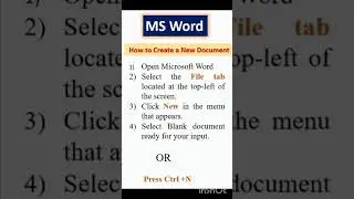 create a new document in MS word || MS Word New Document #yt #ytshorts #computereducation #msword
