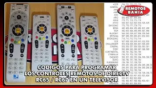 CÓDIGOS PARA CONTROL REMOTO DIRECTV RC65L RC65SL RC67L RC67SL CODE LIST