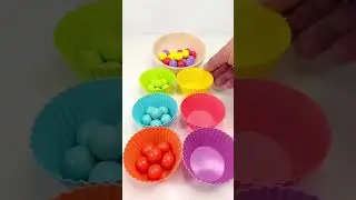 Slightly Chaotic Color Sorting ASMR | Wood Marbles and Rainbow Cups