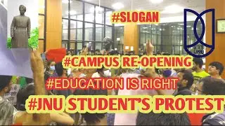#JNU STUDENT'S PROTEST FOR RE-OPENING CAMPUS #DEMOCRATIC RIGHT #SLOGAN #JNU #EDUCATION IS RIGHT