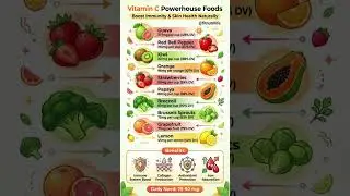 Vitamin C Powerhouse Foods 🍊 | Best Natural Sources to Boost Immunity& Glowing Skin#healthylifestyle