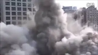 Demolition of buildings by explosion. top job.boom.