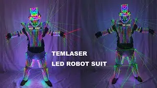 Full Color LED Robot Suit Green Laser Costume Laser Jacket Model Show Dress