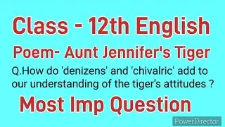 How do 'denizens' and 'chivalric' add to our understanding of the tiger&rsquo;s attitudes? Class 12th