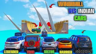 IMPOSSIBLE Windmill Ramp Challenge! Indian Cars VS Giant Wind Turbine! (GTA 5 Stunts)