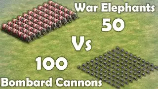 100 Bombard Cannons Vs 50 War Elephant || Age of Empires II: Definitive Edition