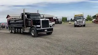Kenworth w900A and Peterbilt 389 drive by.