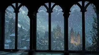 (No Ads) Medieval Winter Night Village Window &ndash; Soft Snow & Deep Calm