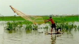 Cast Net Fishing in Cambodia - Sa'ang District Kandal Province