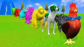 Long Slide Game with Cow Elephant Gorilla Hippopotamus Tiger 3d Animal Game Funny 3d Animals