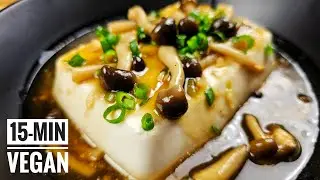 15-minute Silken Tofu in garlic mushroom sauce! Easy vegan recipe for beginners!