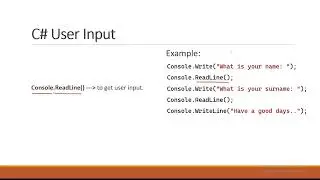 C#-Operators and User Input
