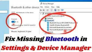 Bluetooth Driver Not Showing in Windows 10/11 | Fix Missing Bluetooth in Settings & Device Manager